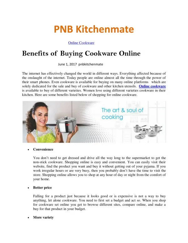 Benefits of buying Cookware Online
