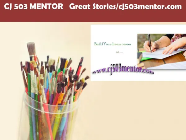 CJ 503 MENTOR Great Stories/cj503mentor.com