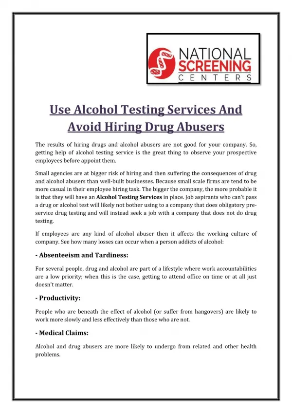 Use Alcohol Testing Services And Avoid Hiring Drug Abusers