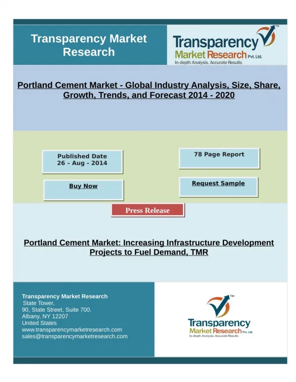Portland Cement Market: Increasing Infrastructure Development Projects to Fuel Demand, TMR