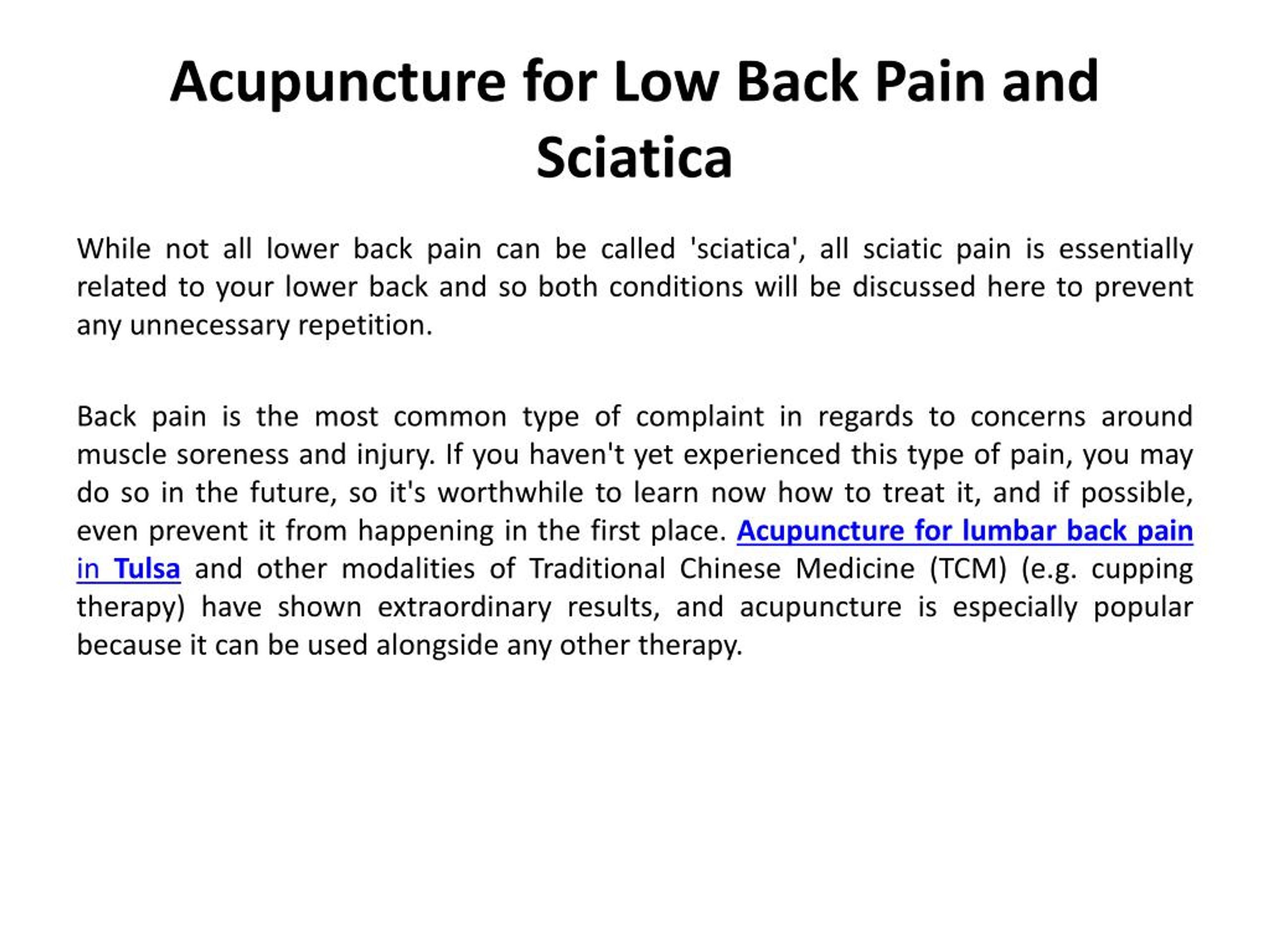 PPT - Acupuncture for Low Back Pain and Sciatica PowerPoint ...