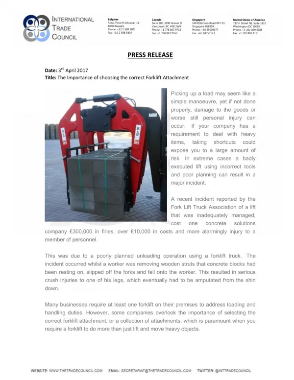 The Importance of choosing the correct Forklift Attachment