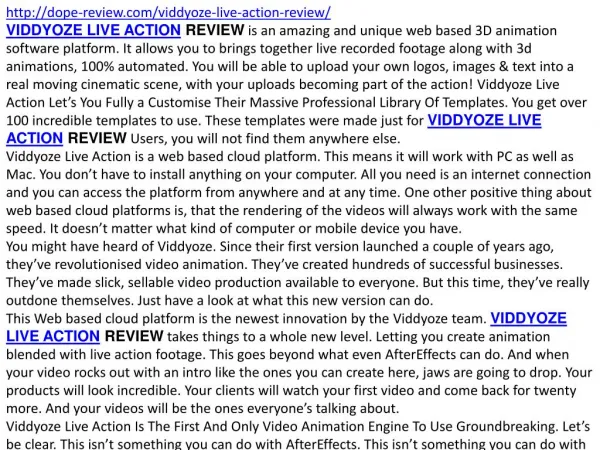 VIDDYOZE LIVE ACTION review and bonus
