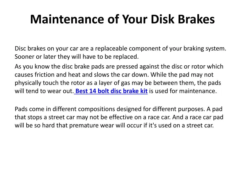 maintenance of your disk brakes