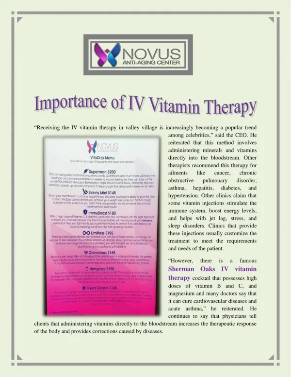 Importance of IV Vitamin Therapy