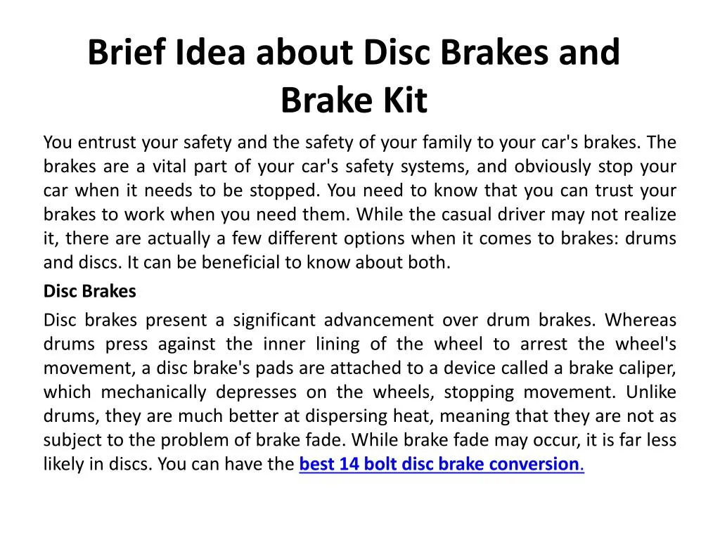 brief idea about disc brakes and brake kit