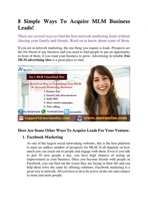 MLM Classified Ads- Greatest Strategy To acquire leads quickly for MLM business