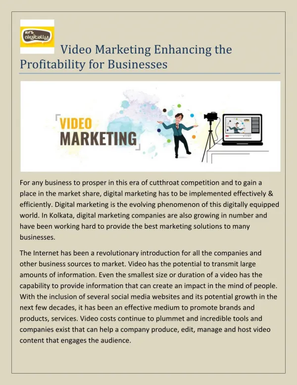 Video Marketing Enhancing the Profitability for Businesses