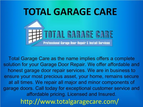 Best Garage Door Repair Centers in Atlanta | Total Garage Care