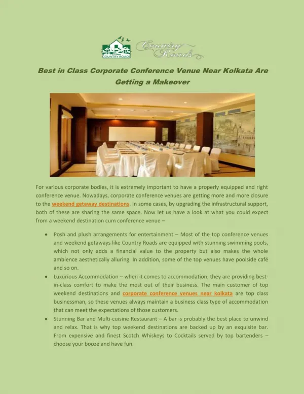 Corporate Conference Venues near Kolkata