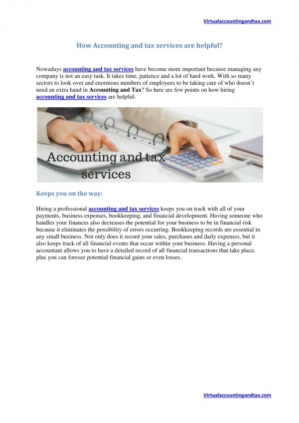 How Accounting and tax services are helpful?