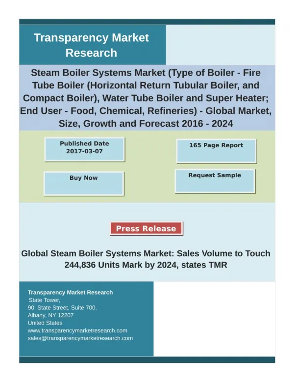 Steam Boiler Systems Market: In-depth Research Report segmented based on Type and End-User Industry 2024