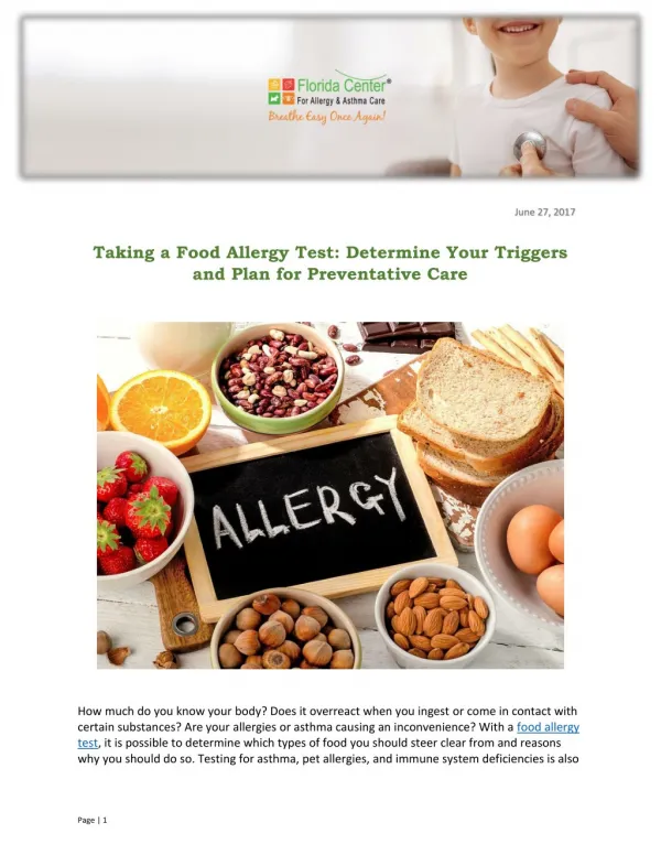 Taking a Food Allergy Test: Determine Your Triggers and Plan for Preventative Care