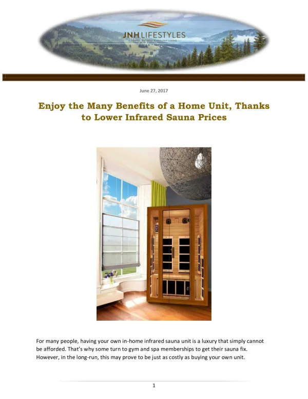 Enjoy the Many Benefits of a Home Unit, Thanks to Lower Infrared Sauna Prices