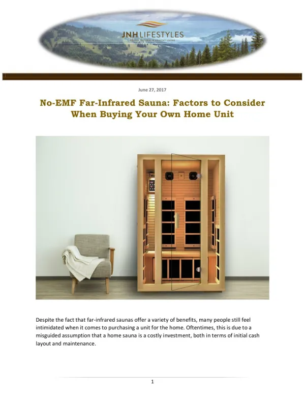 No-EMF Far-Infrared Sauna: Factors to Consider When Buying Your Own Home Unit