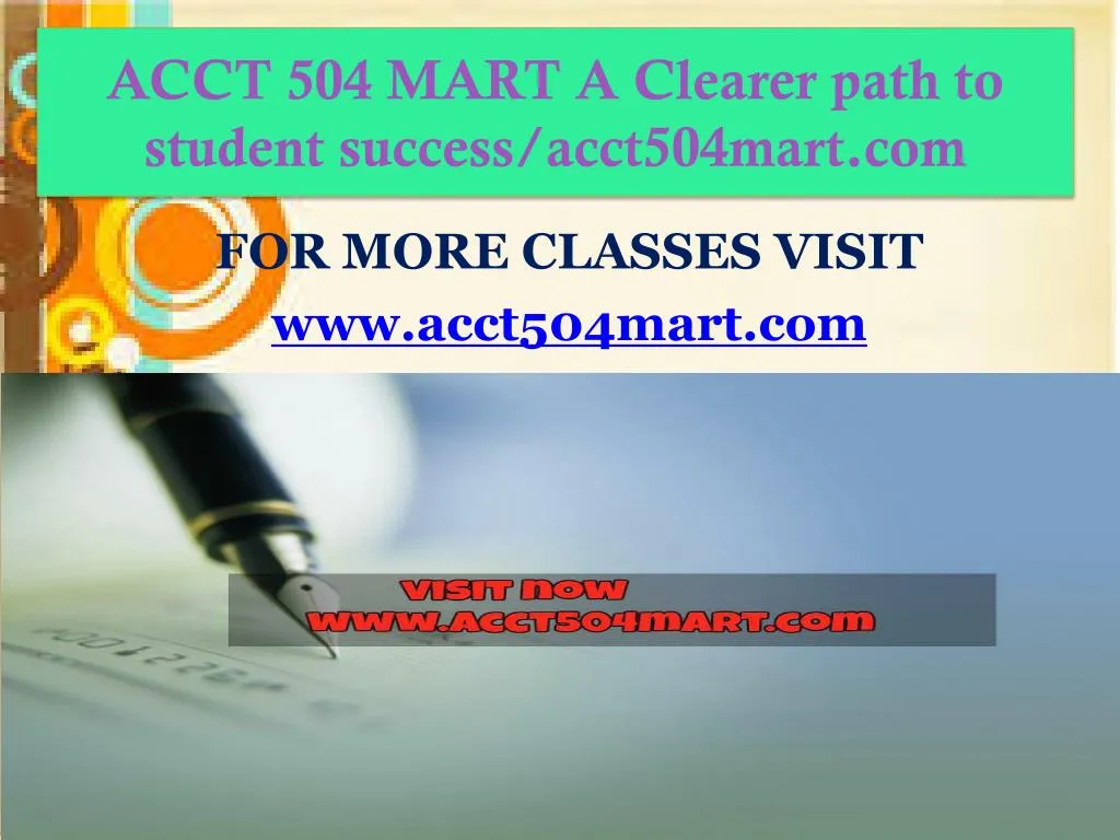 acct 504 mart a clearer path to student success acct504mart com