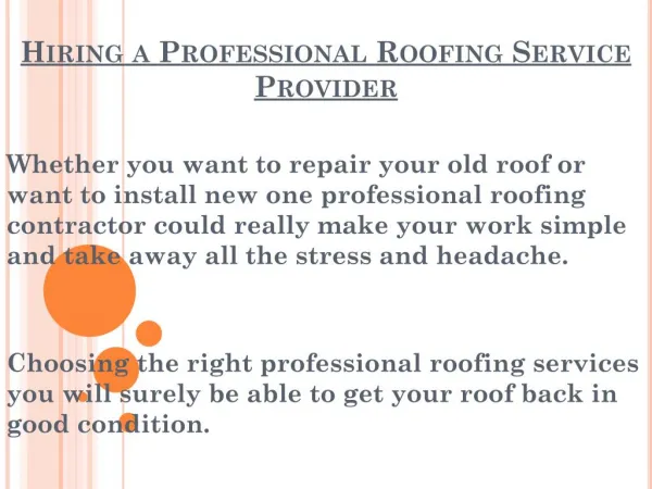 Hiring a Professional Roofing Service Provider