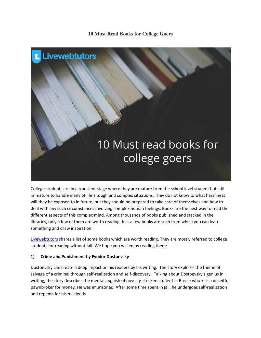 10 must read books for college goers
