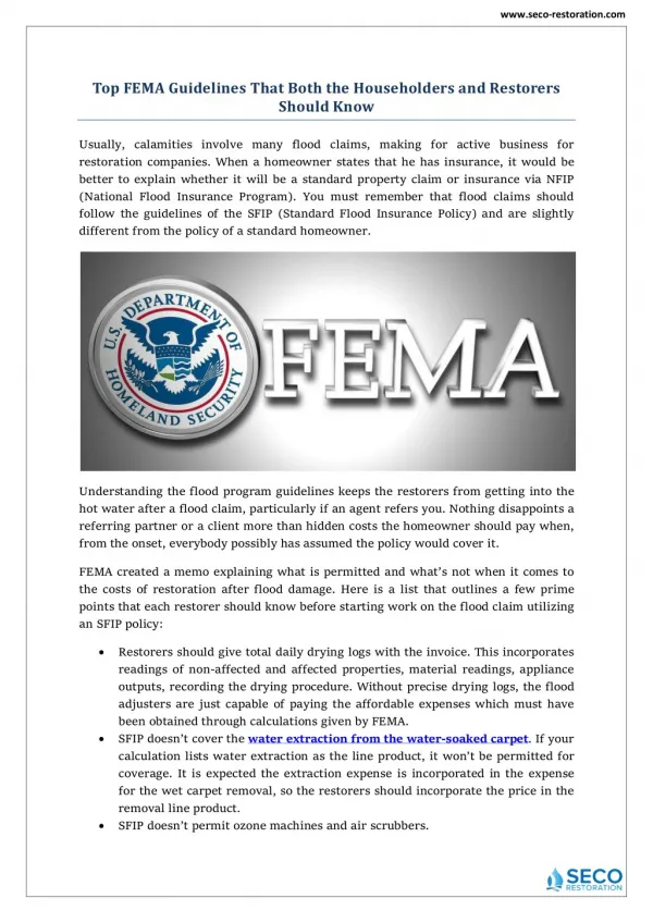 Top FEMA Guidelines - Seco Restoration