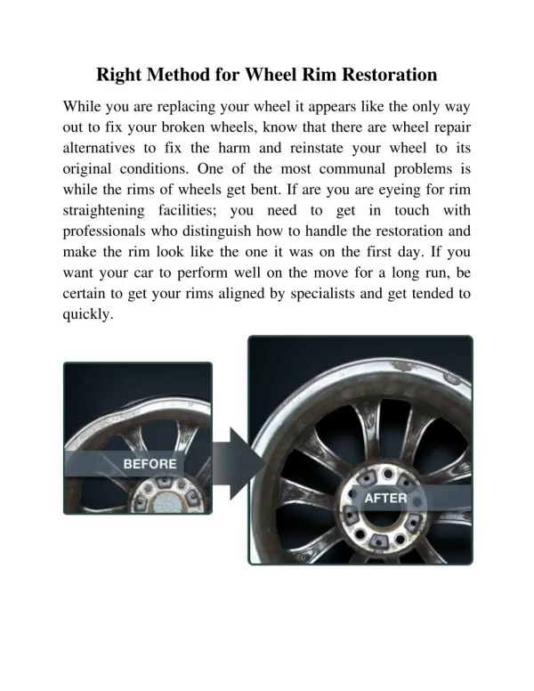 Right Method for Wheel Rim Restoration