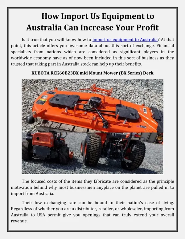 How Import Us Equipment to Australia Can Increase Your Profit