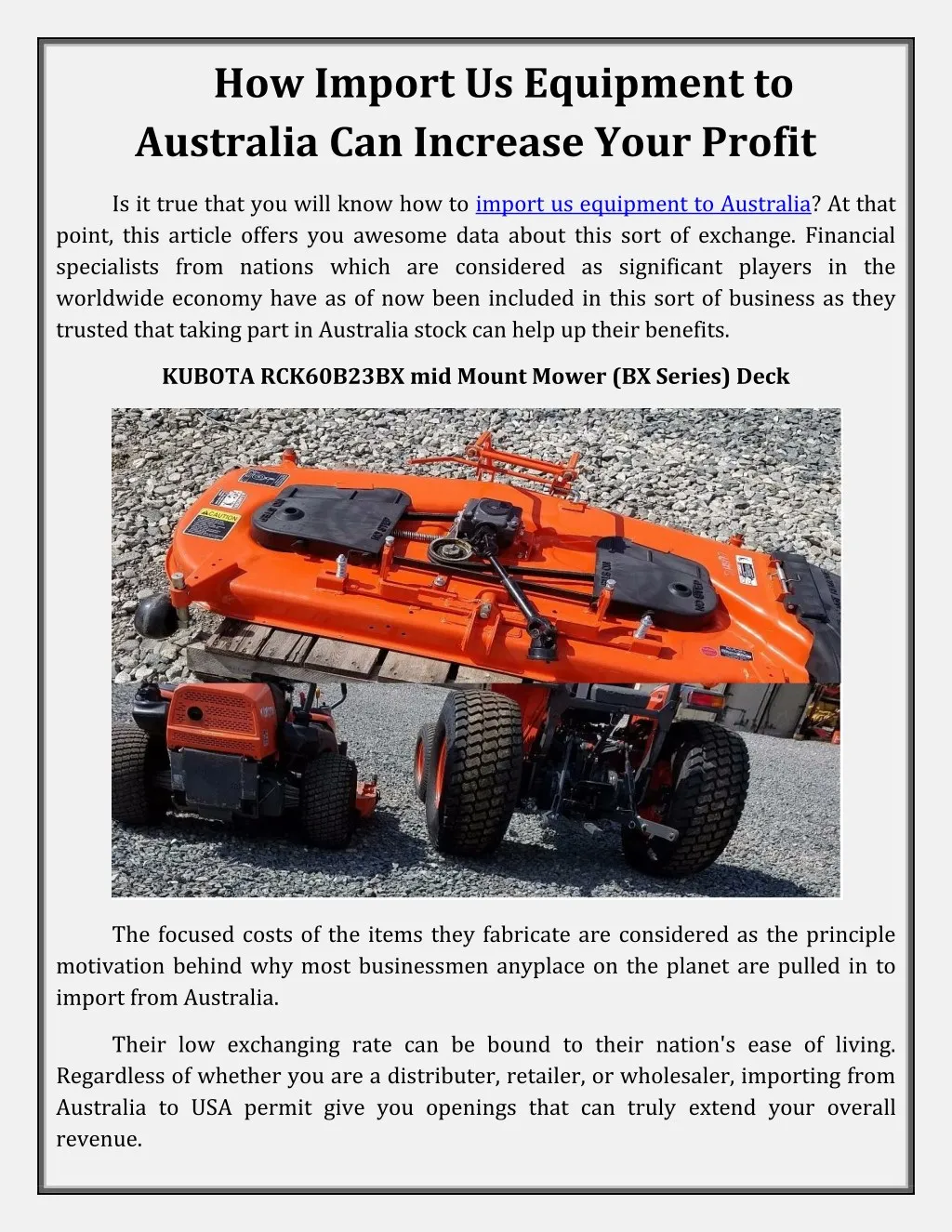 how import us equipment to australia can increase