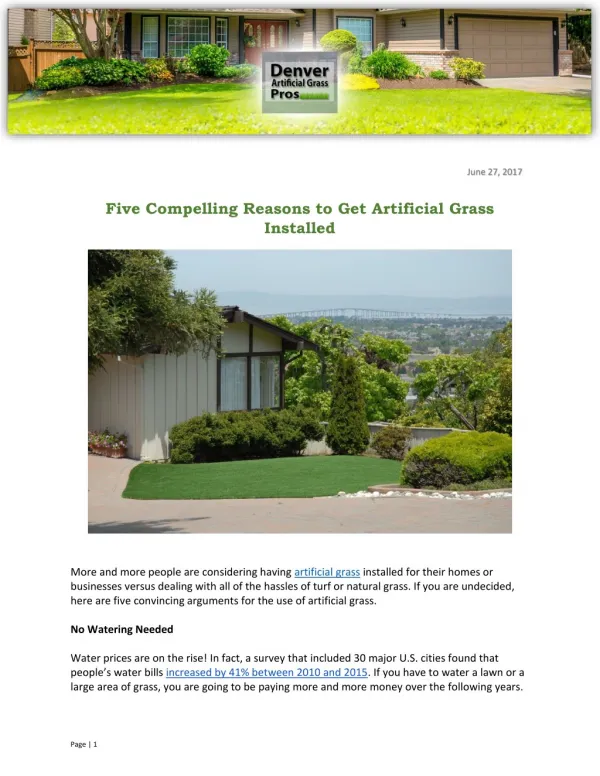 Five Compelling Reasons to Get Artificial Grass Installed