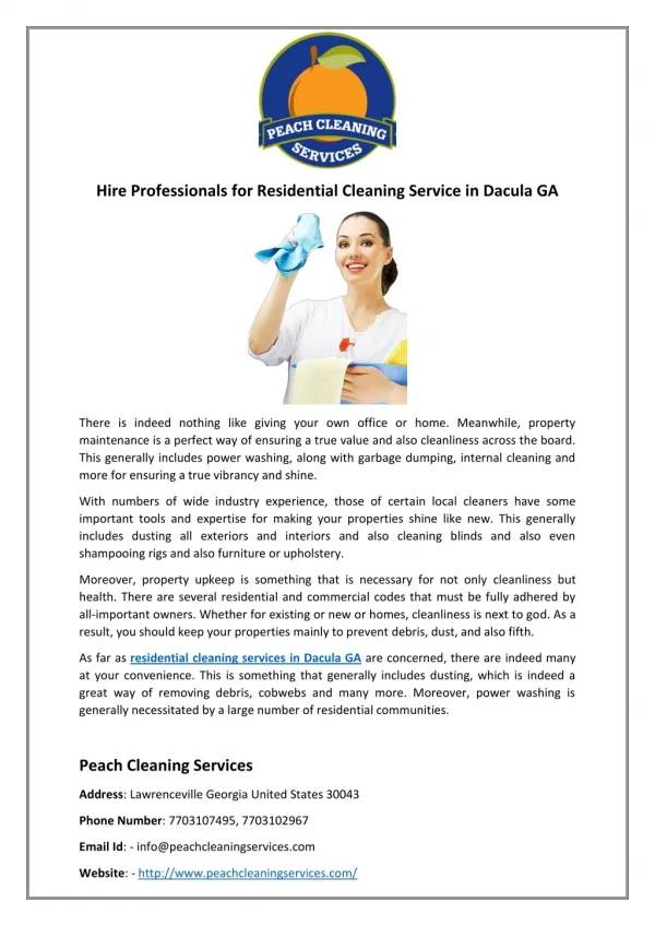 Hire Professionals for Residential Cleaning Service in Dacula GA