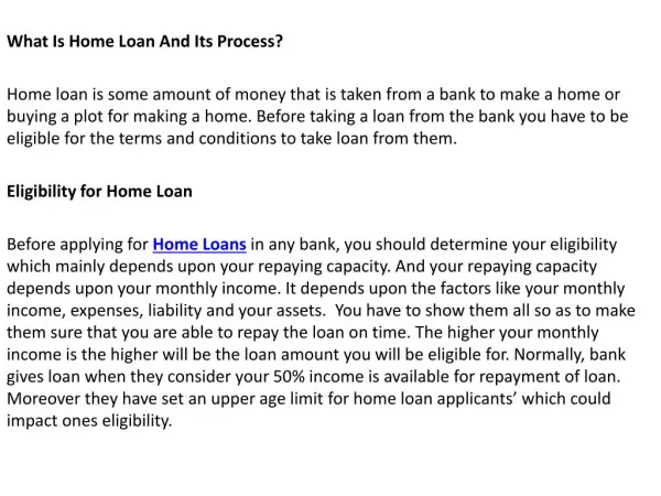 What Is Home Loan And Its Process