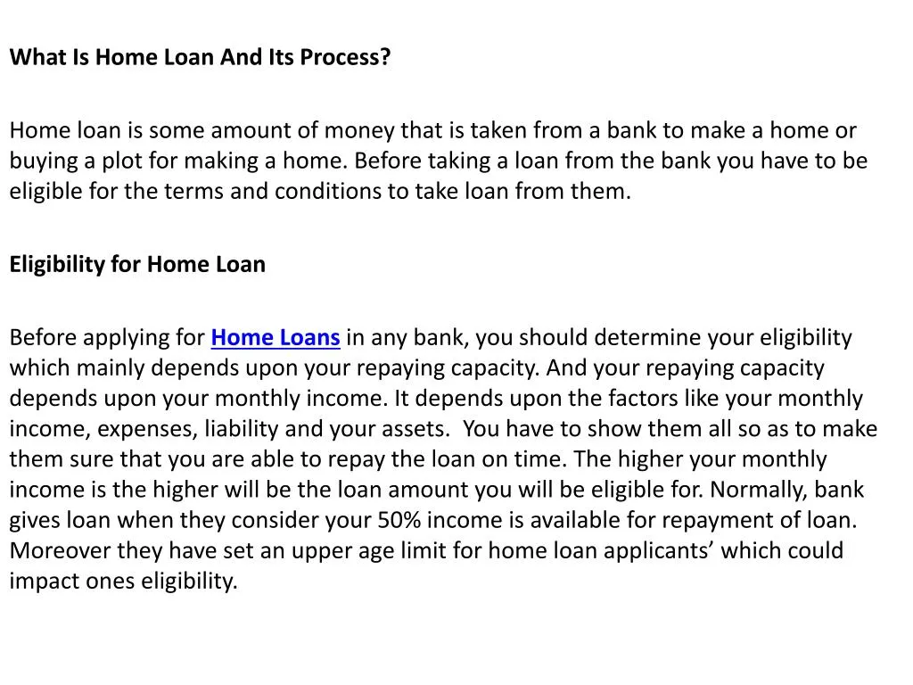 what is home loan and its process home loan