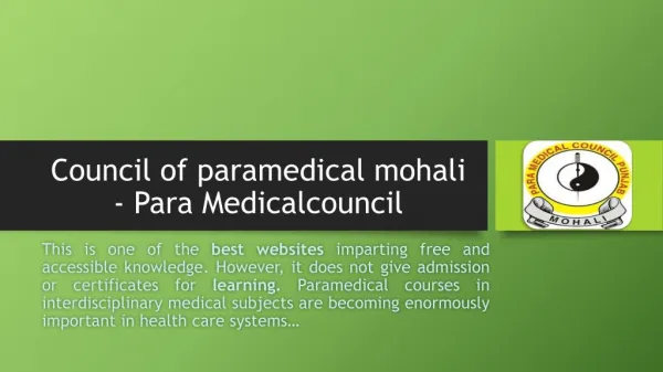 Council of paramedical mohali - Para Medicalcouncil