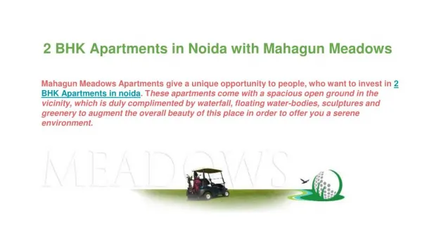 2 BHK Apartments in Noida with Mahagun Meadows