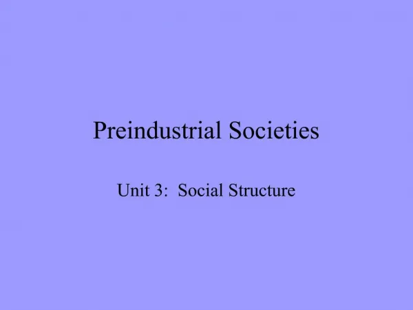 Preindustrial Societies