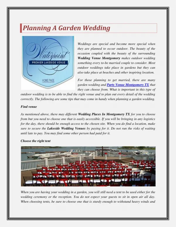 Planning A Garden Wedding