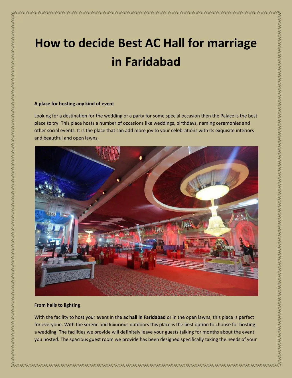 how to decide best ac hall for marriage