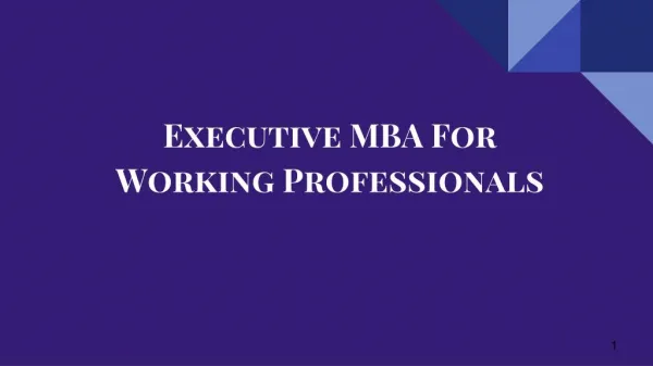 Executive MBA For Working Professionals