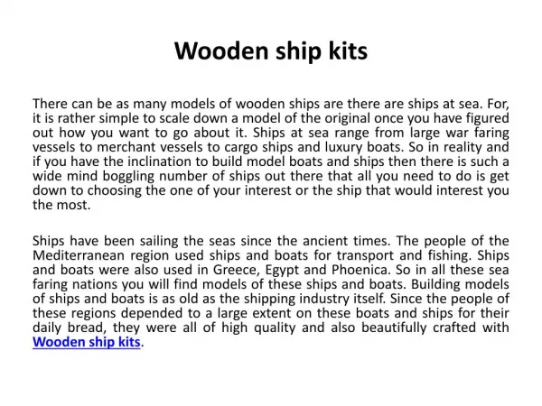 Wooden ship kits