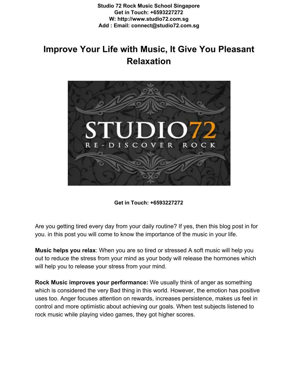 studio 72 rock music school singapore