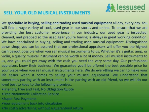 SELL YOUR OLD MUSICAL INSTRUMENTS–Lessused.com