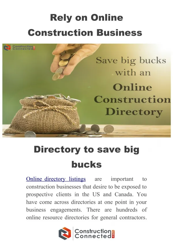 How listed in online construction business directory saves big bucks?