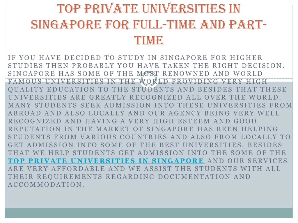 t op private universities in singapore for full time and part time