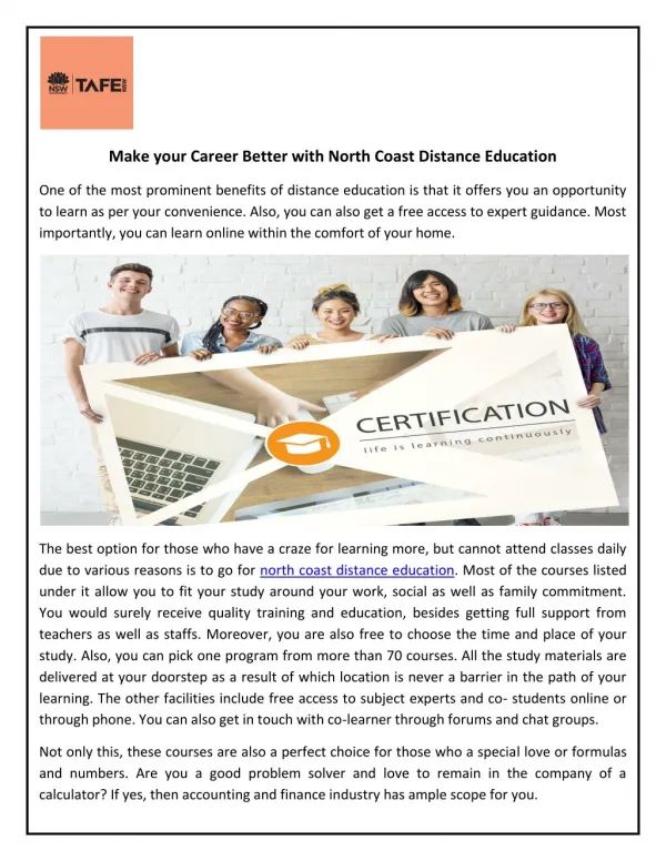 Make your Career Better with North Coast Distance Education