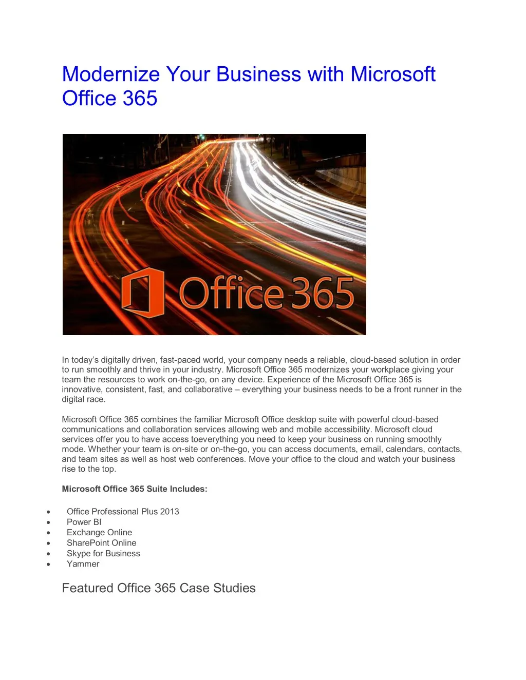 modernize your business with microsoft office 365