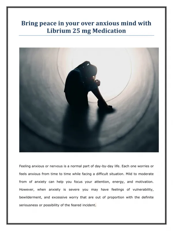 Order Librium 25 mg Online (Generic Chlordiazepoxide Tablets) for Anxiety
