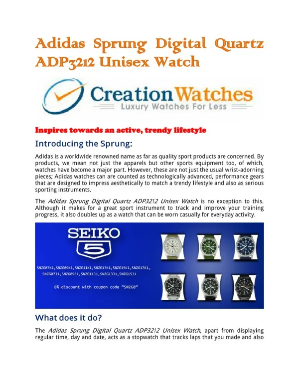 Adidas Sprung Digital Quartz ADP3212 Unisex Watch