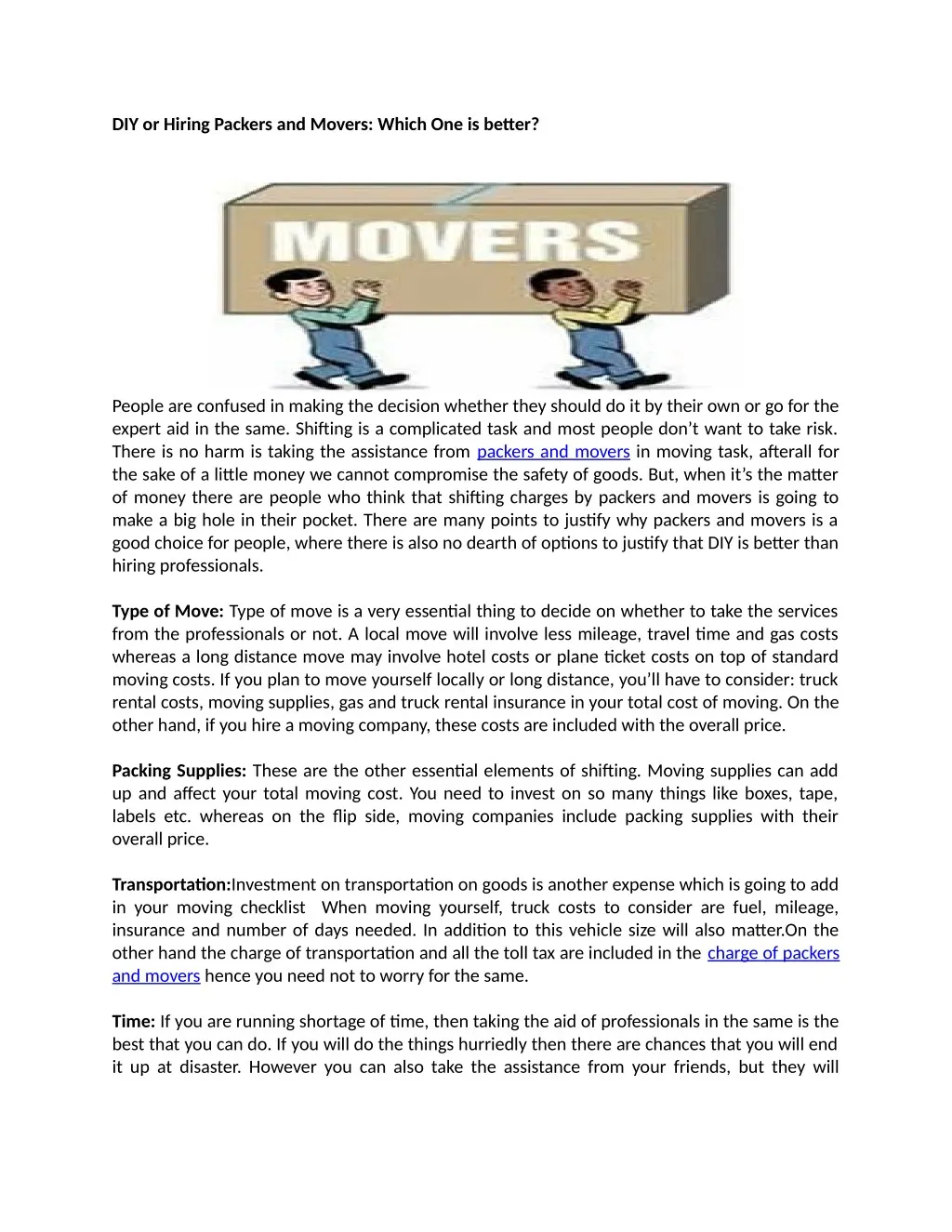 diy or hiring packers and movers which