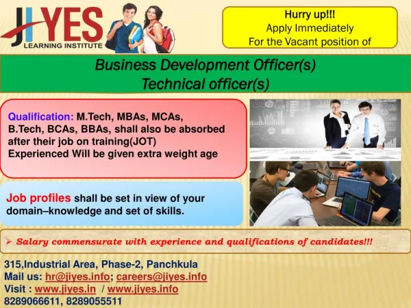 Vacant [position(s) of Business development o0fficer(s) & Technical officer(s)