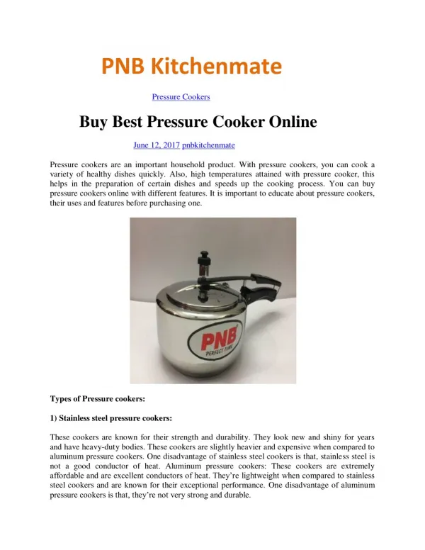 Buy Best Pressure Cooker Online