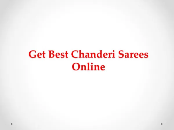 Get Best Chanderi Sarees Online With Upto 85% Off