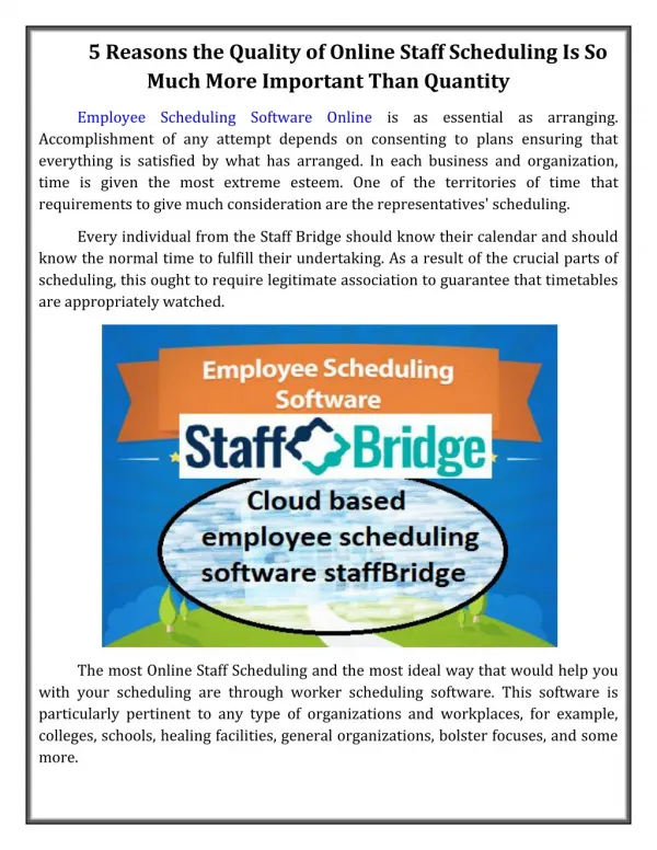 Employee Scheduling Software Online | StaffBridge